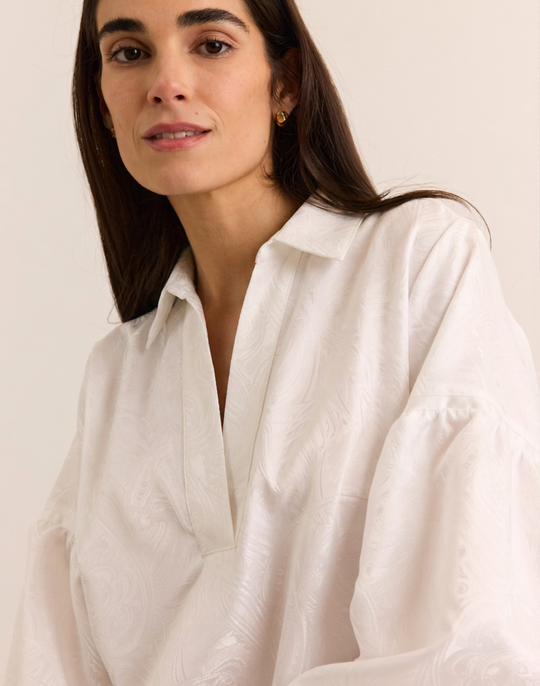 Arianna Long Sleeve Paisley Jacquard Top