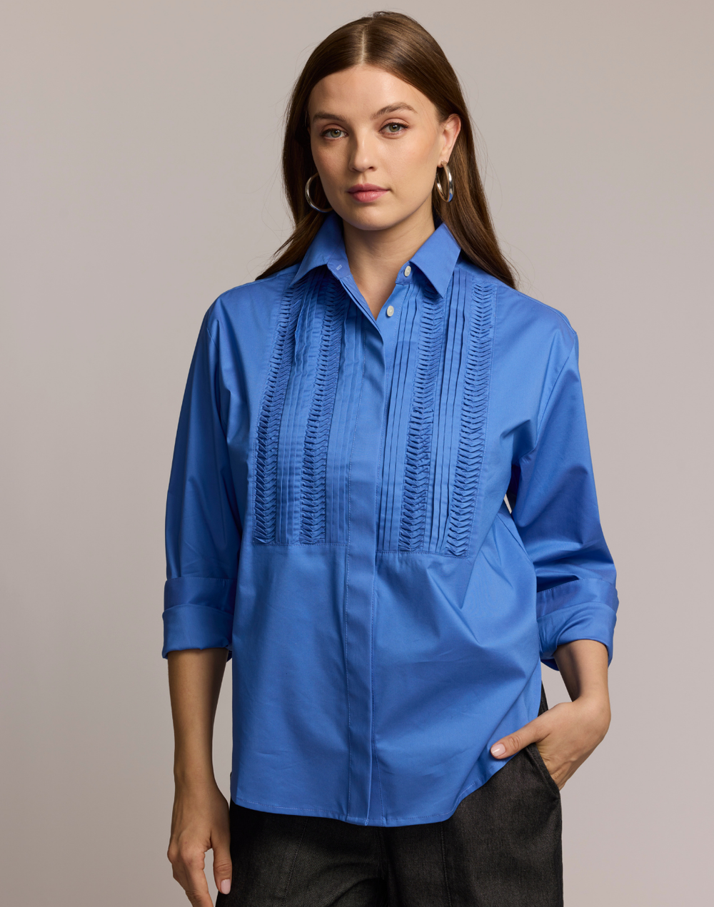 Halsey Long Sleeve Twisted Pleat Shirt