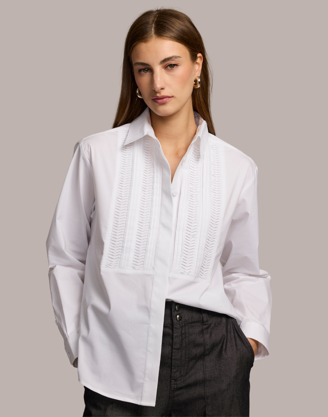 Halsey Long Sleeve Twisted Pleat Shirt