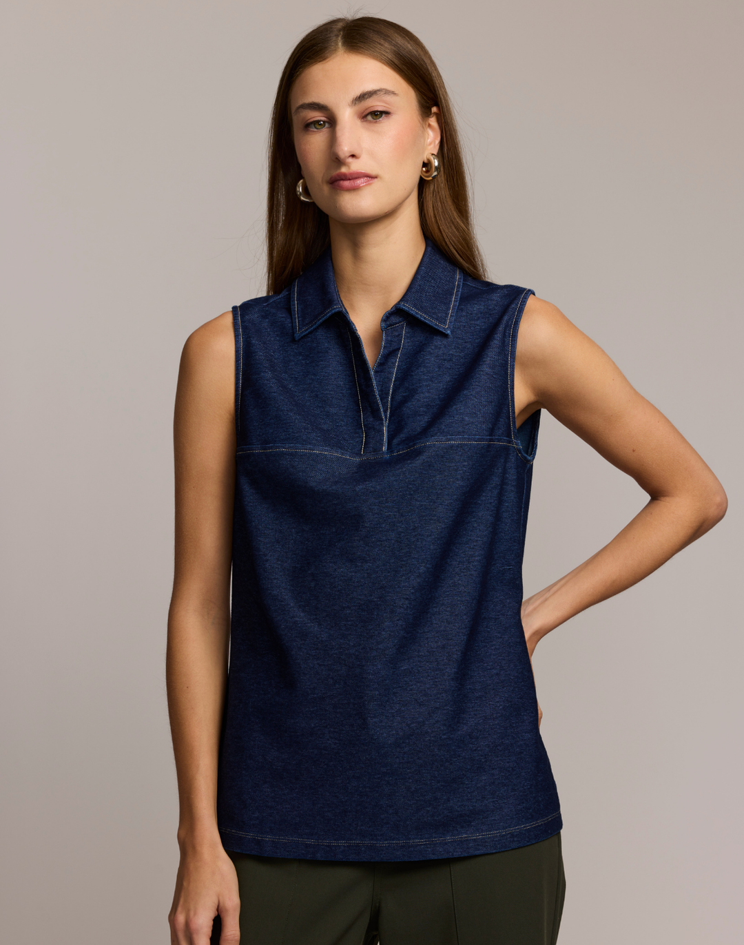 Jane Sleeveless Knit Denim Foundation Layer