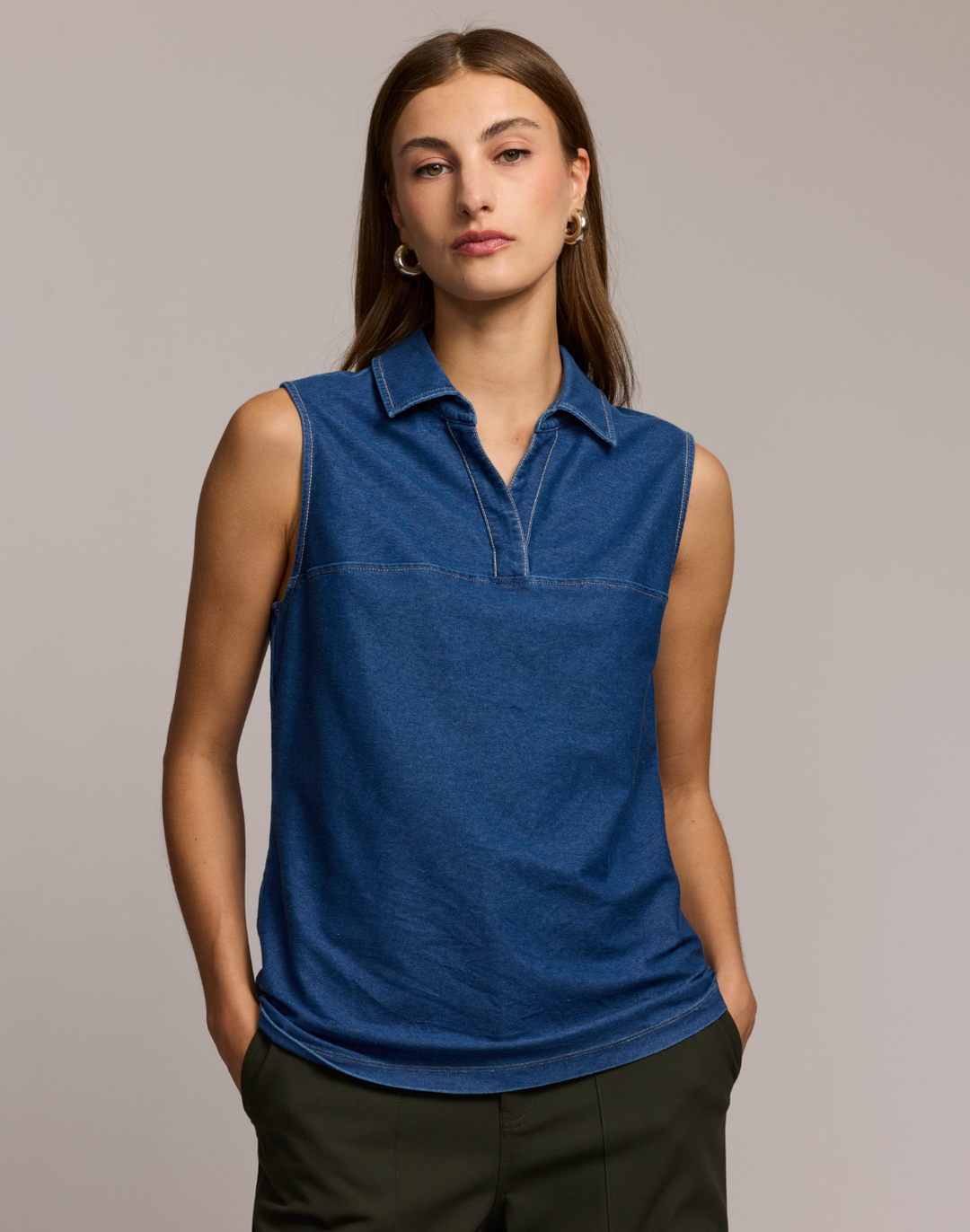 Jane Sleeveless Knit Denim Foundation Layer