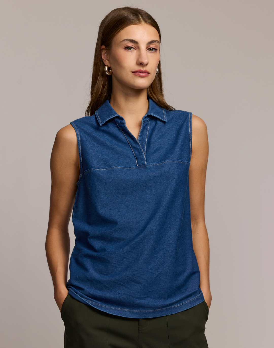 Jane Sleeveless Knit Denim Foundation Layer