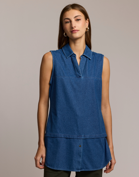 Lea Sleeveless Knit Denim Foundation Layer