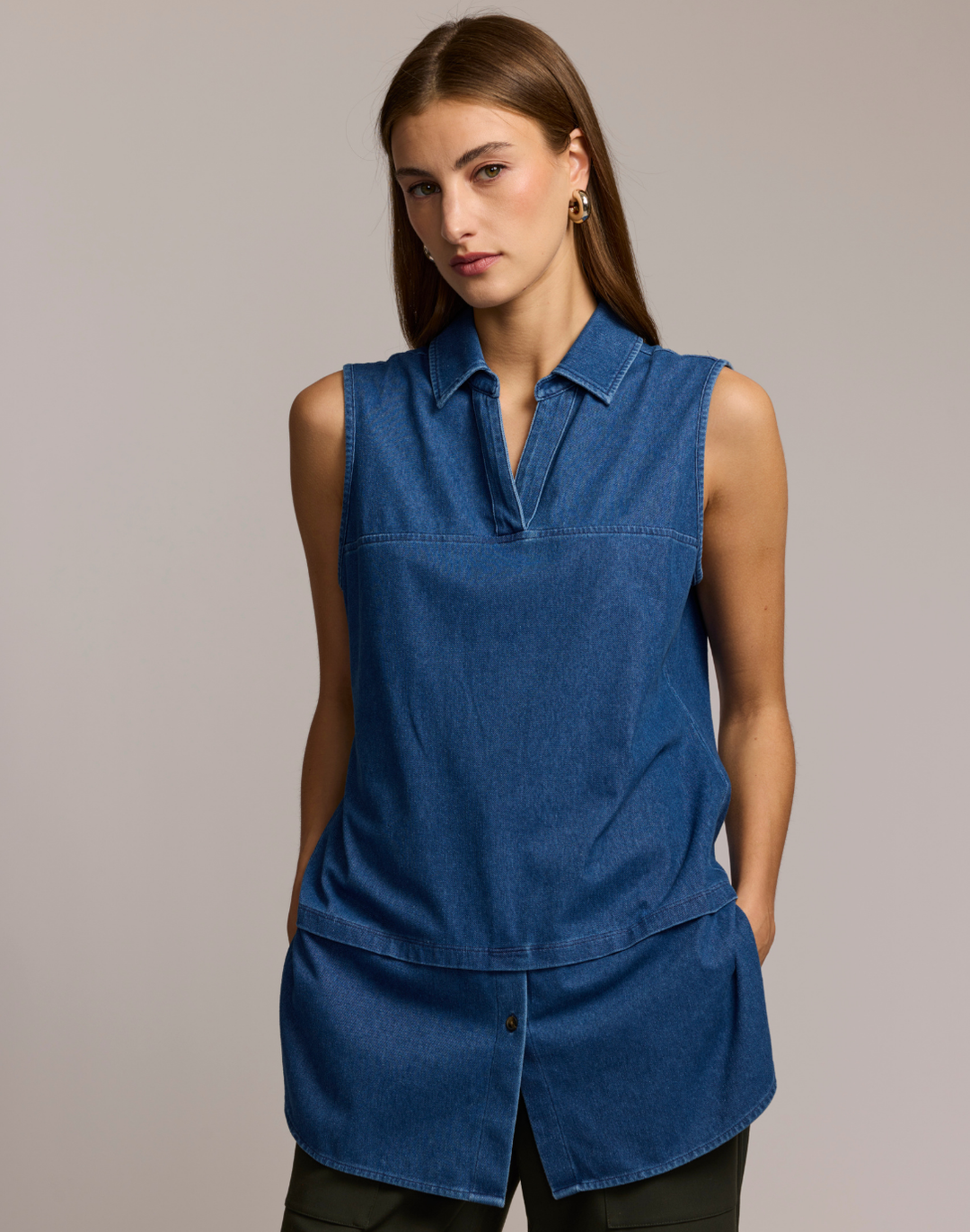 Lea Sleeveless Knit Denim Foundation Layer
