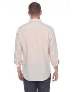 Hampton Men's Long Sleeve Luxe Linen Shirt In Flax