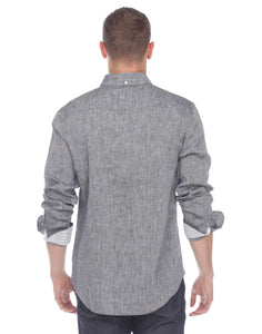 Hampton Men's Long Sleeve Luxe Linen Shirt In Graphite
