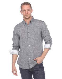 Hampton Men's Long Sleeve Luxe Linen Shirt In Graphite