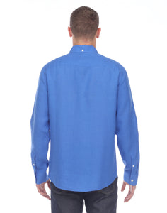 Hampton Men's Long Sleeve Luxe Linen Shirt In Lapis