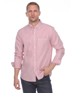 Hampton Men's Long Sleeve Cotton Stripe/Check Patterned Shirt
