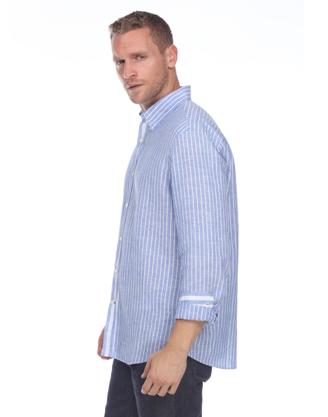 Hampton Men's Long Sleeve Luxe Linen Stripe Shirt – Hinson Wu