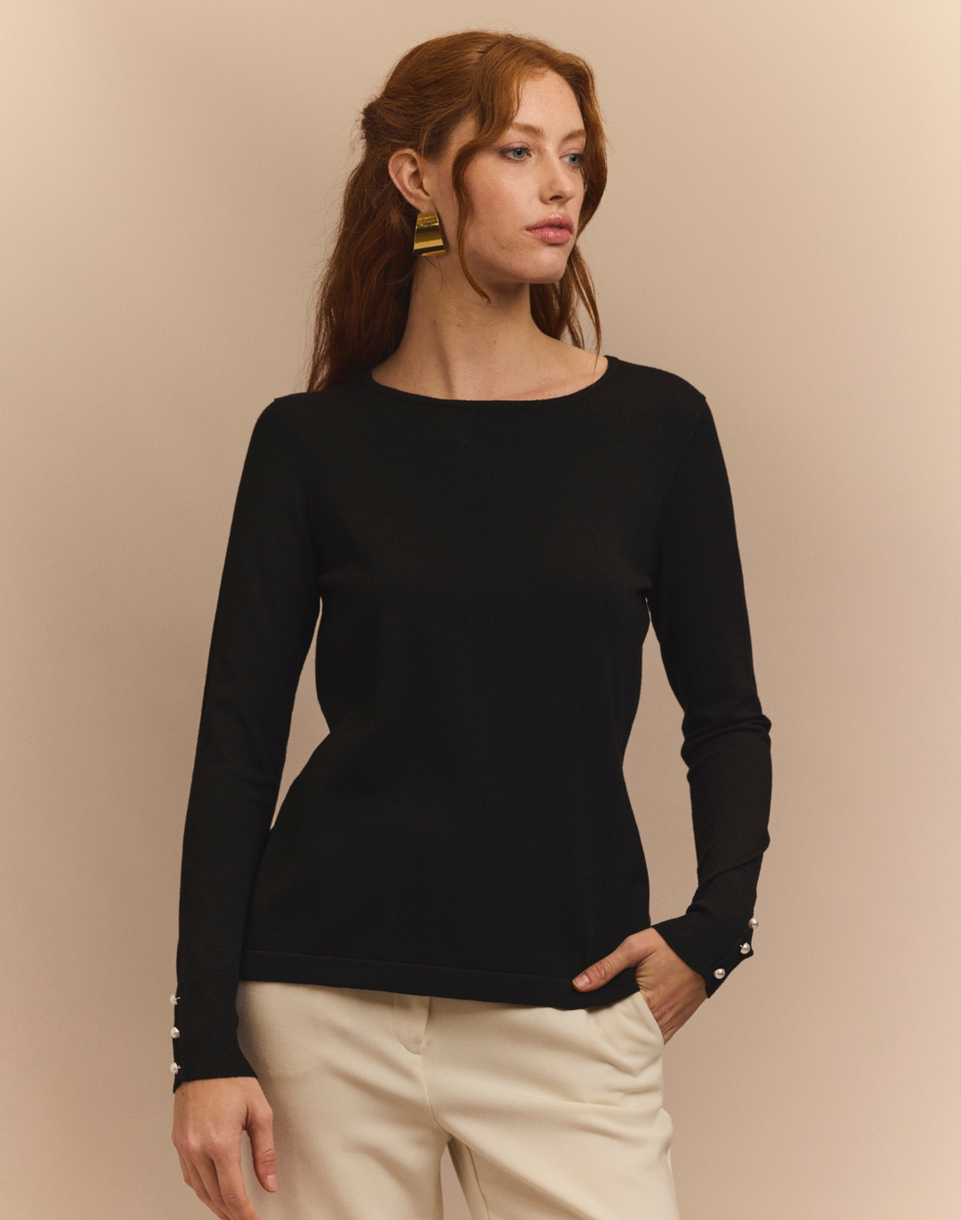Margarita Long Sleeve Jewel Neck Sweater