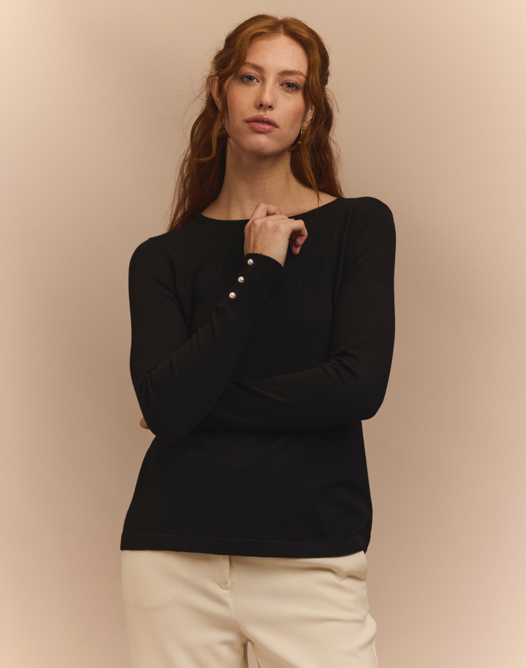 Margarita Long Sleeve Jewel Neck Sweater