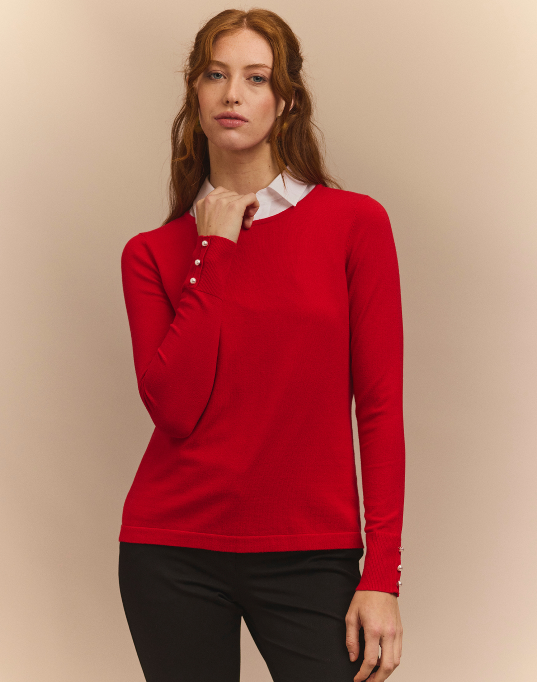 Margarita Long Sleeve Jewel Neck Sweater