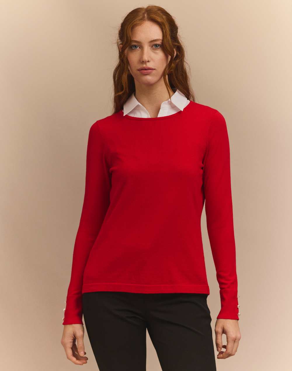 Margarita Long Sleeve Jewel Neck Sweater