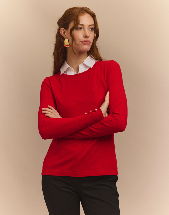 Margarita Long Sleeve Jewel Neck Sweater