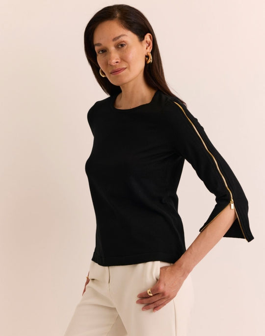 Antonella 3/4 Zipper Sleeve Sweater