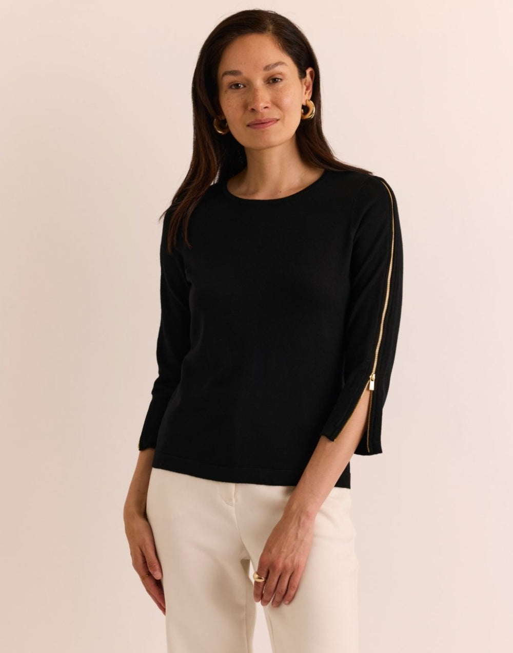 Antonella 3/4 Zipper Sleeve Sweater