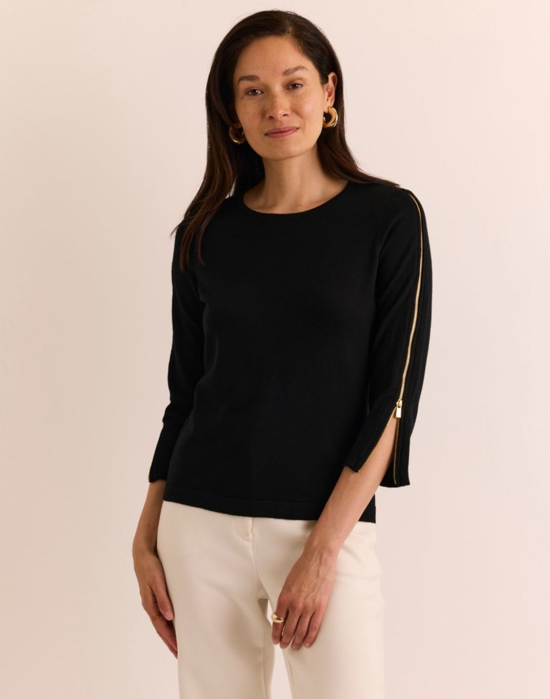 Antonella 3/4 Zipper Sleeve Sweater