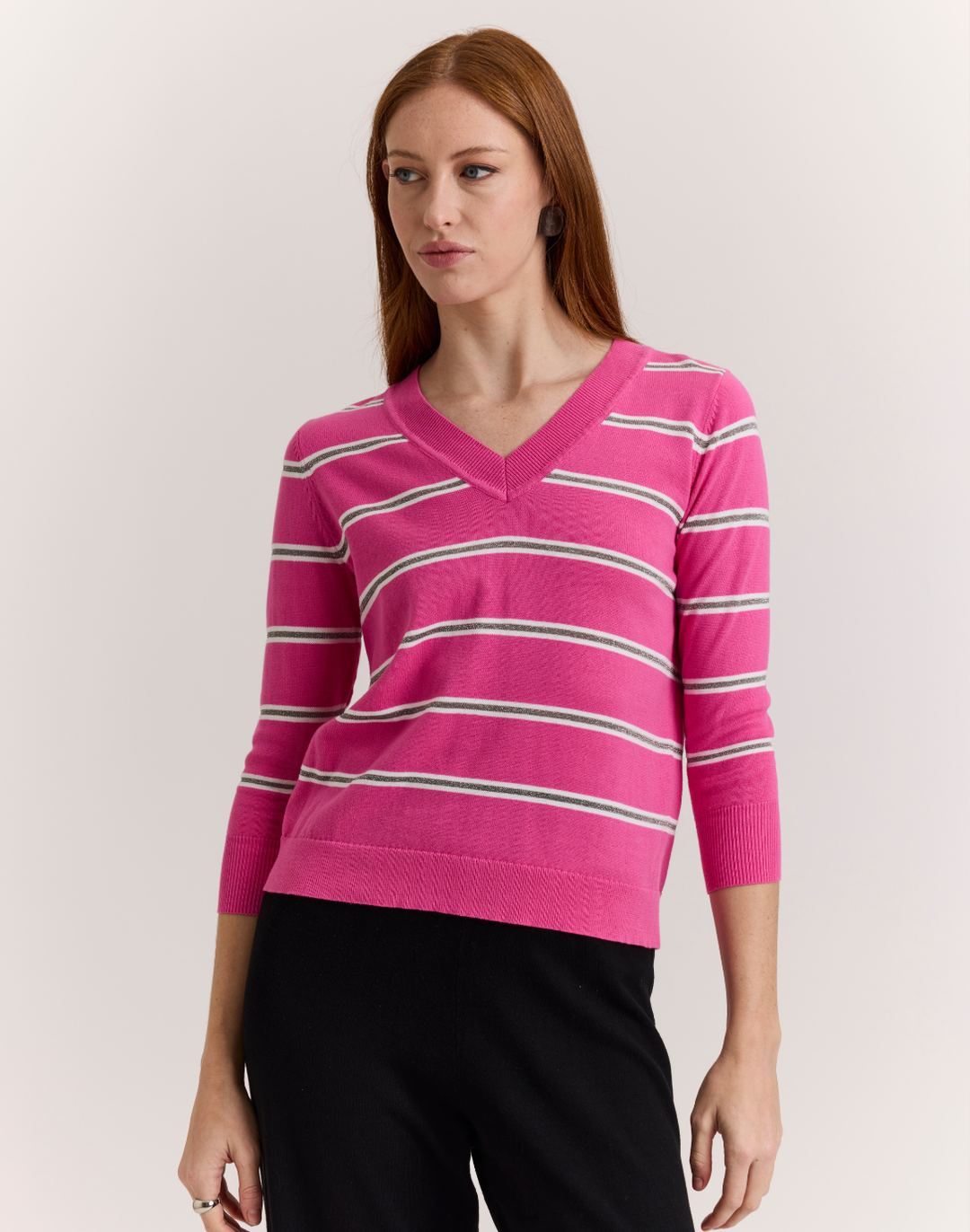 Stella 3/4 Sleeve Stripe Sweater