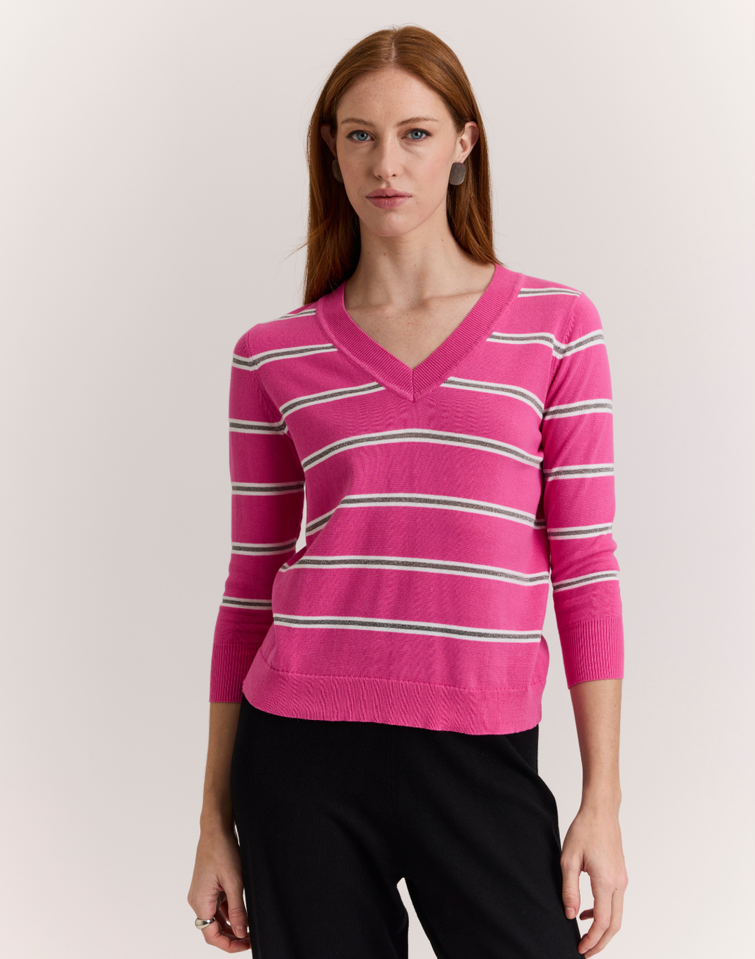 Stella 3/4 Sleeve Stripe Sweater