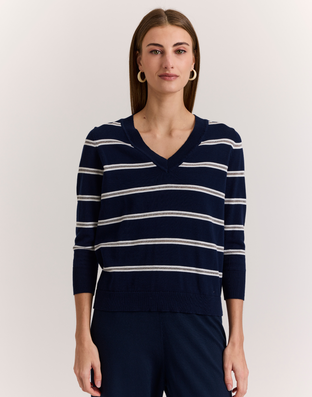 Stella 3/4 Sleeve Stripe Sweater