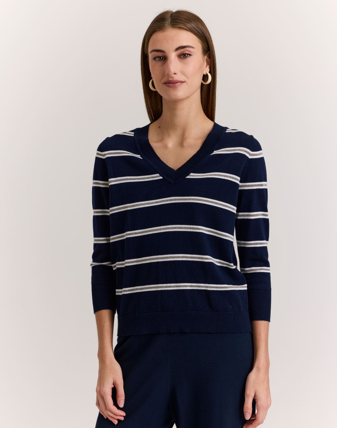 Stella 3/4 Sleeve Stripe Sweater