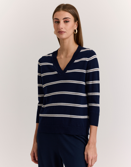 Stella 3/4 Sleeve Stripe Sweater