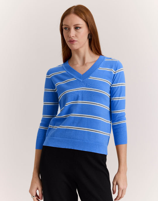 Stella 3/4 Sleeve Stripe Sweater