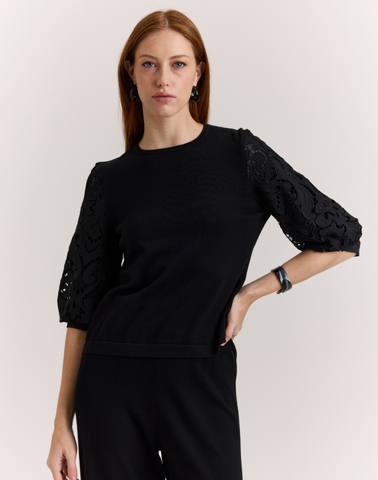 Millie Lace Elbow Sleeve Sweater