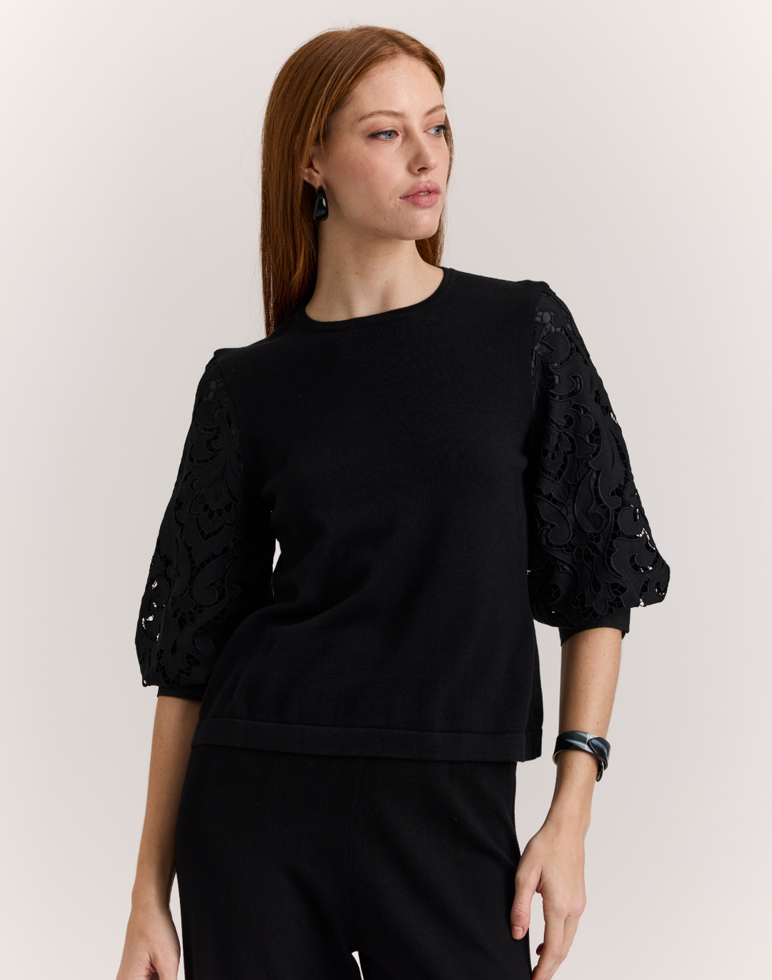 Millie Lace Elbow Sleeve Sweater