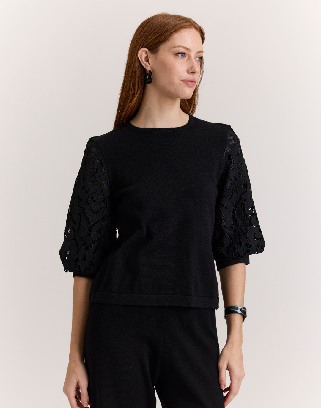 Millie Lace Elbow Sleeve Sweater