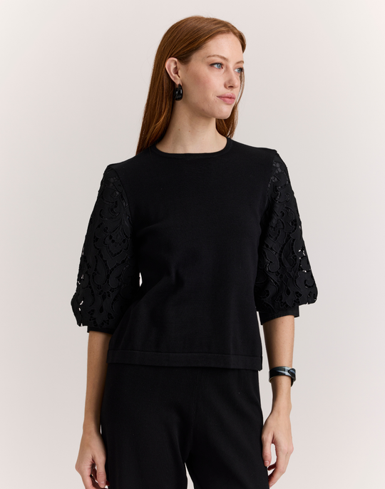 Millie Lace Elbow Sleeve Sweater