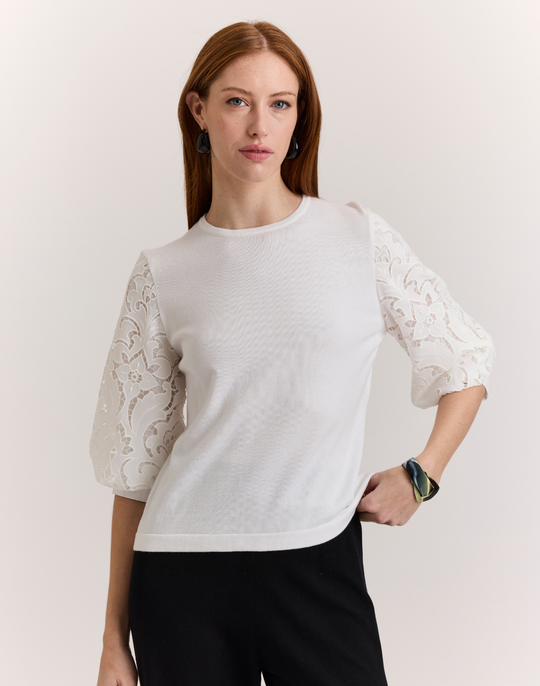 Millie Lace Elbow Sleeve Sweater