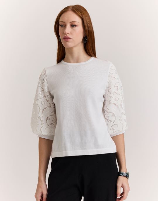 Millie Lace Elbow Sleeve Sweater