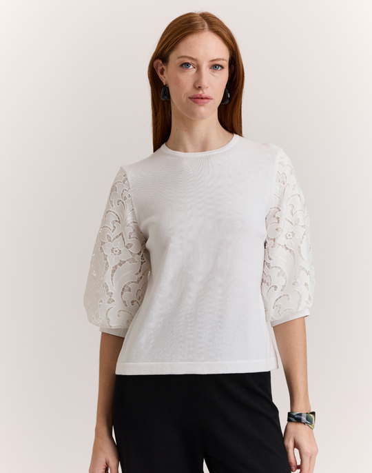 Millie Lace Elbow Sleeve Sweater
