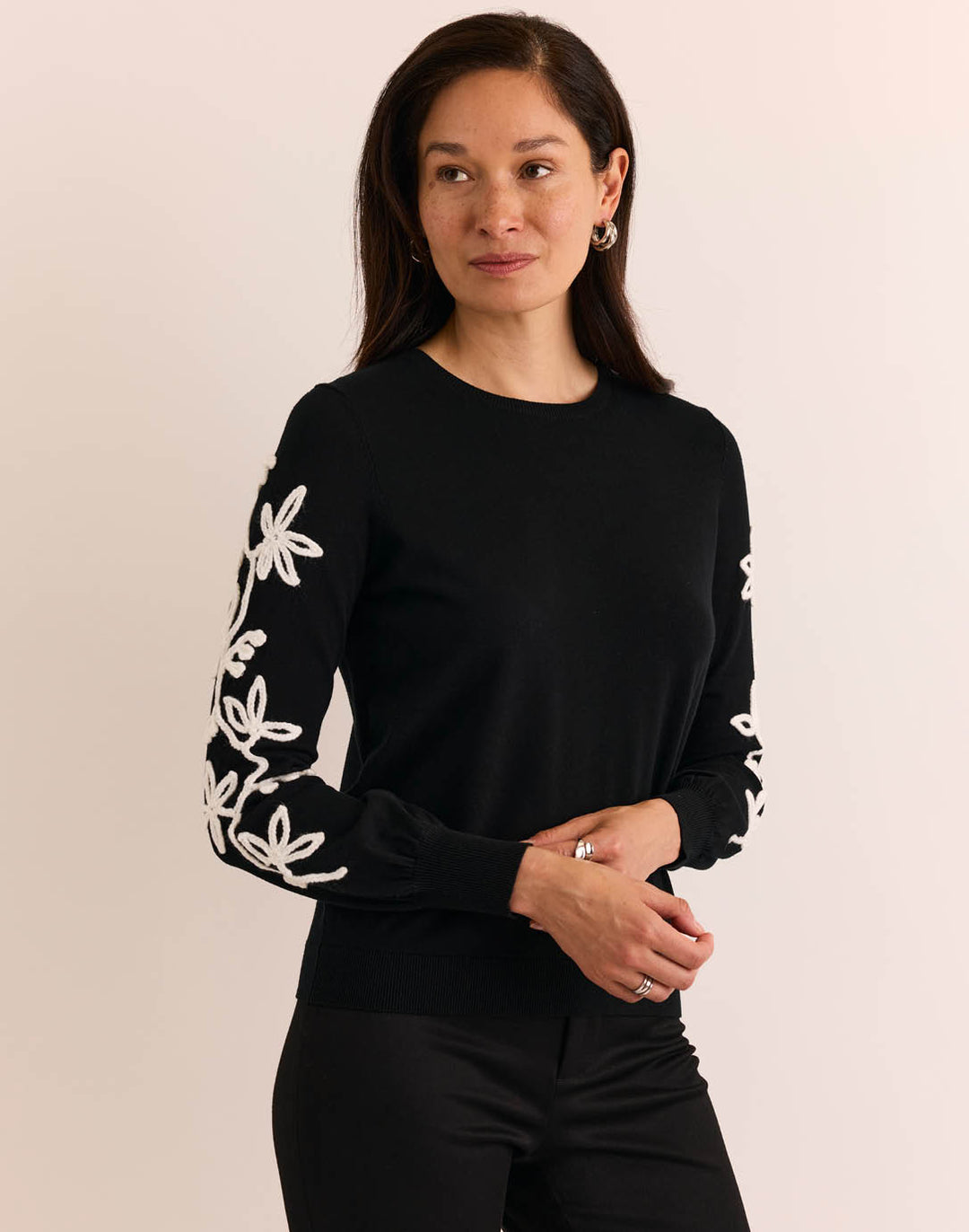 Kannon Long Sleeve Embroidered Sweater