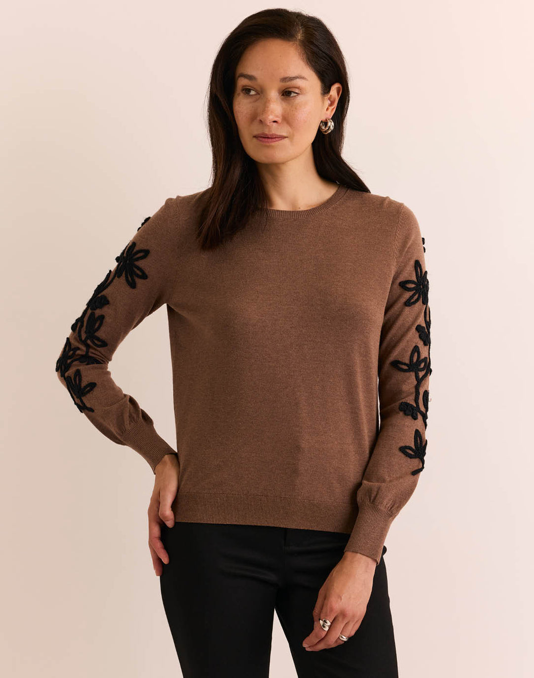 Kannon Long Sleeve Embroidered Sweater