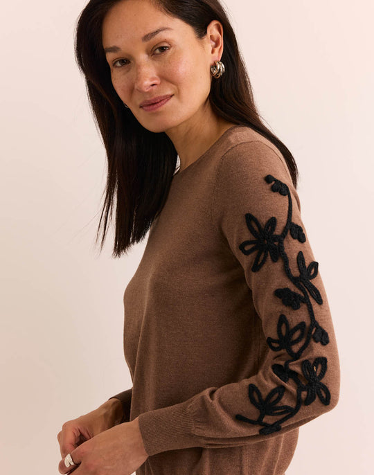 Kannon Long Sleeve Embroidered Sweater