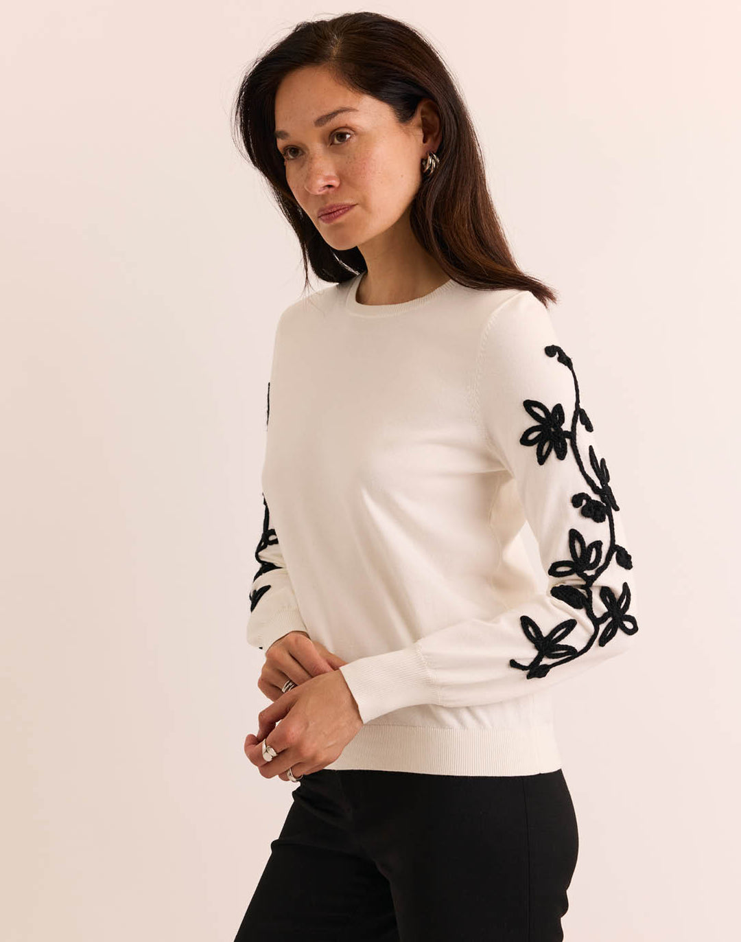 Kannon Long Sleeve Embroidered Sweater
