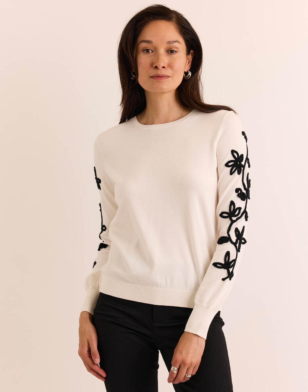 Kannon Long Sleeve Embroidered Sweater