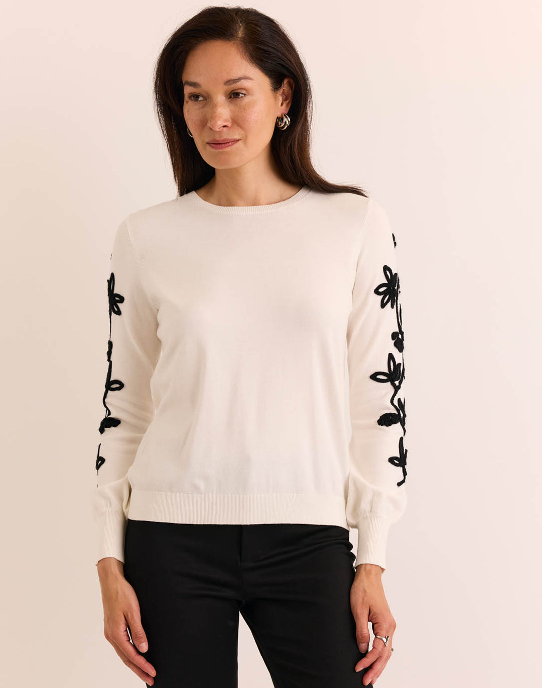 Kannon Long Sleeve Embroidered Sweater