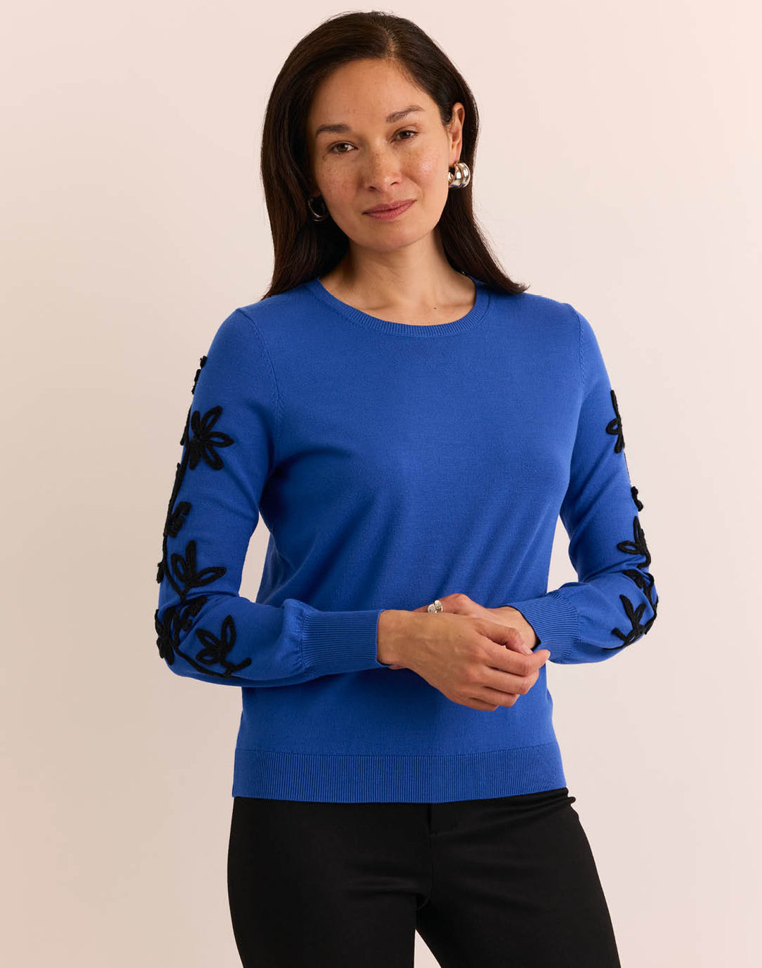 Kannon Long Sleeve Embroidered Sweater