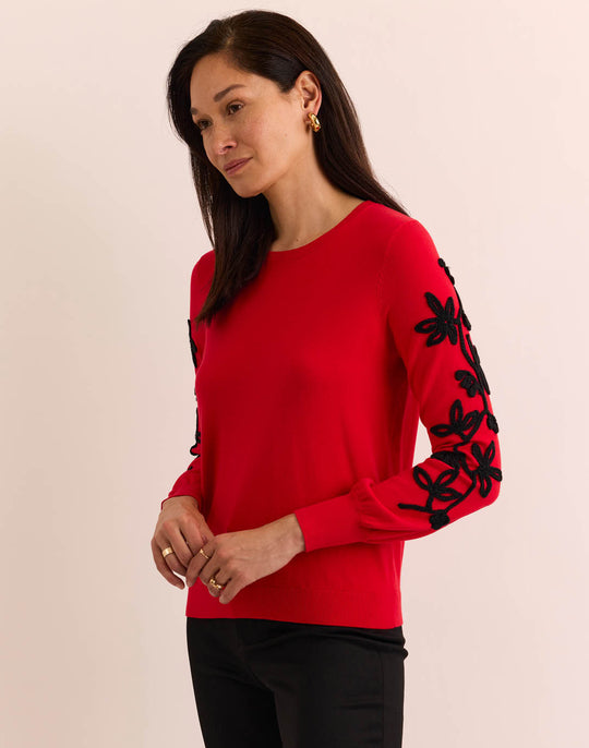 Kannon Long Sleeve Embroidered Sweater