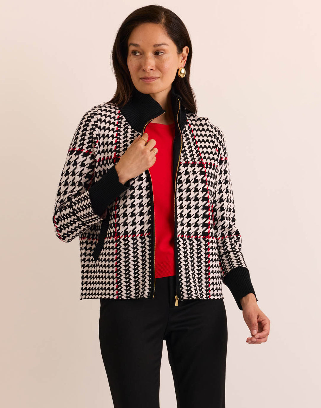 Maryanne Long Sleeve Houndstooth Jacket