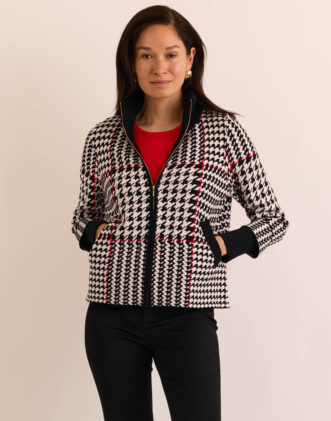 Maryanne Long Sleeve Houndstooth Jacket