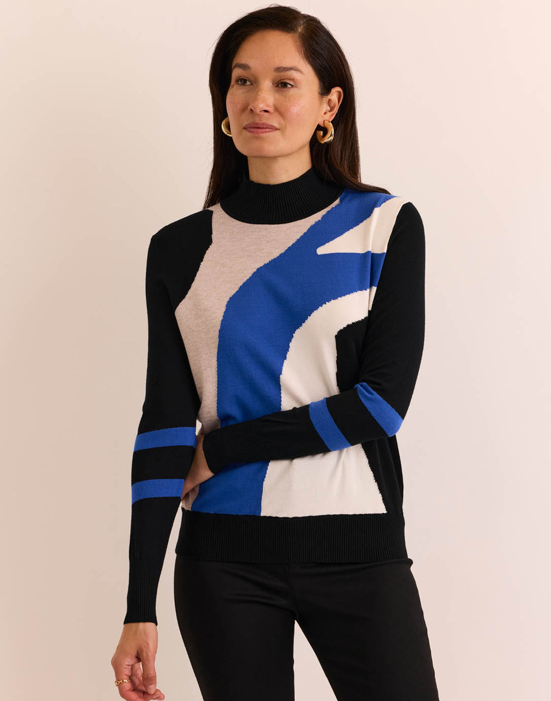 Sandra Long Sleeve Intarsia Sweater