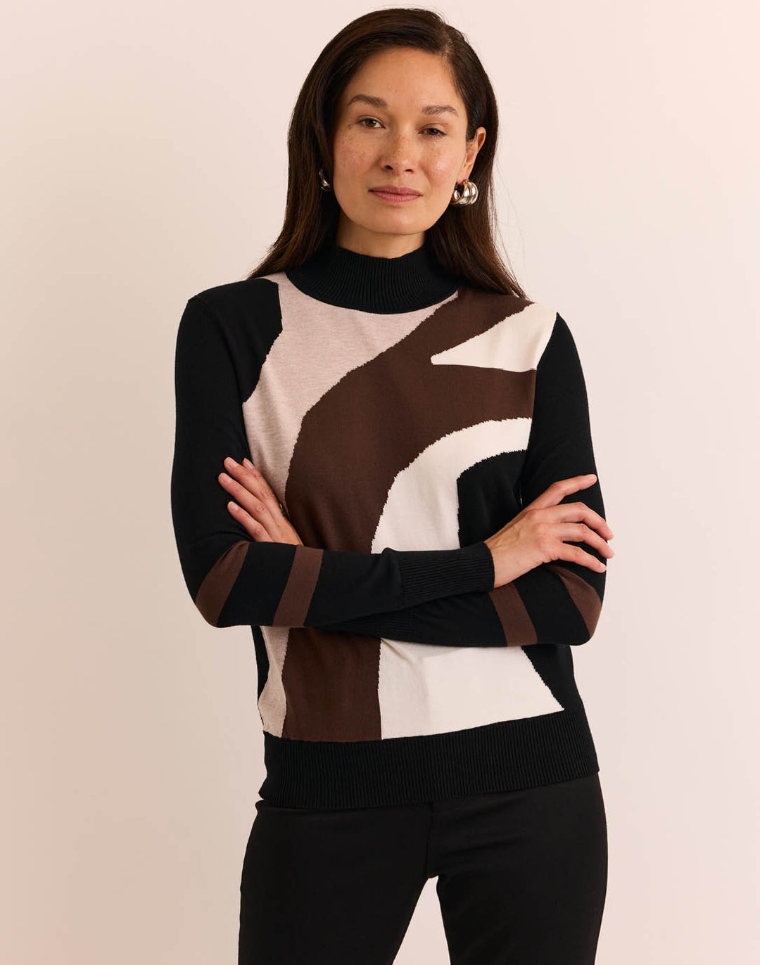 Sandra Long Sleeve Intarsia Sweater