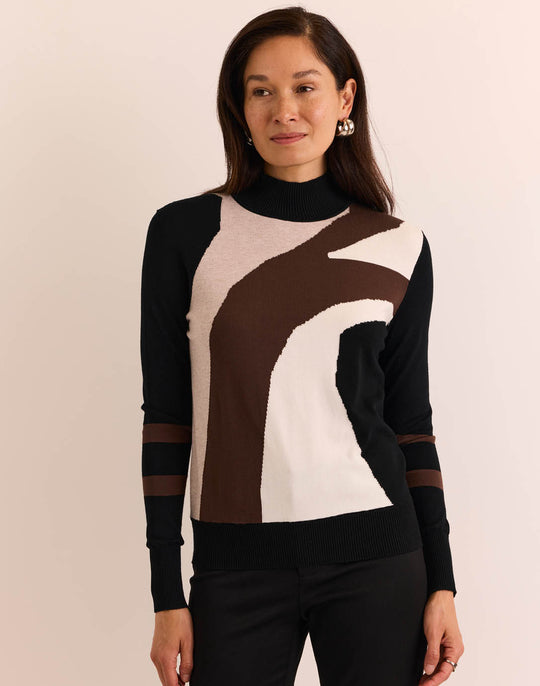 Sandra Long Sleeve Intarsia Sweater