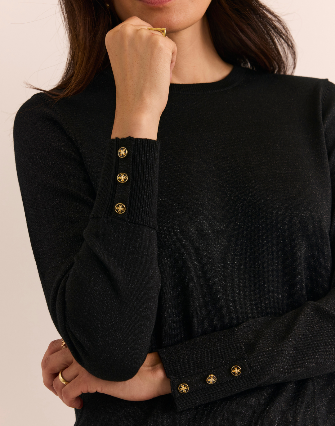Muriel Long Sleeve Shimmer Sweater