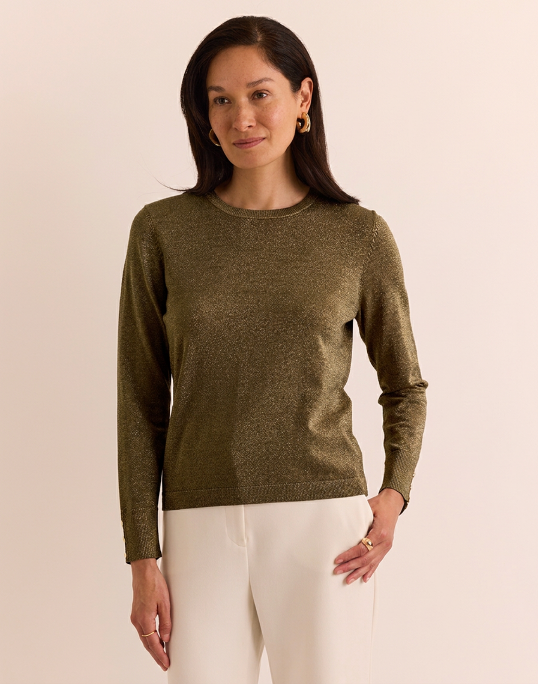 Muriel Long Sleeve Shimmer Sweater